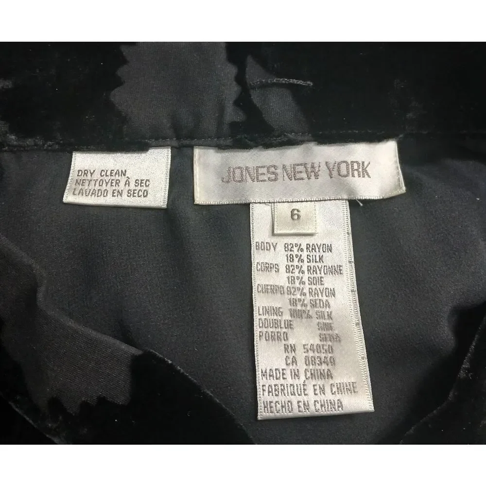 Jones New York Womens size 6 long maxi skirt velvet black silk whimsigoth y2k
